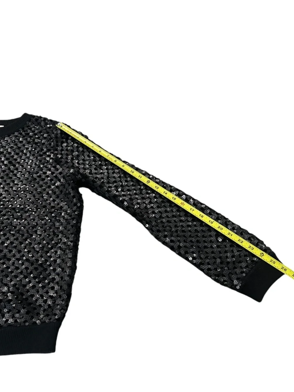 Tory Burch Black Lansing Merino Wool Blend Open Knit Sequin Sweater Women's M